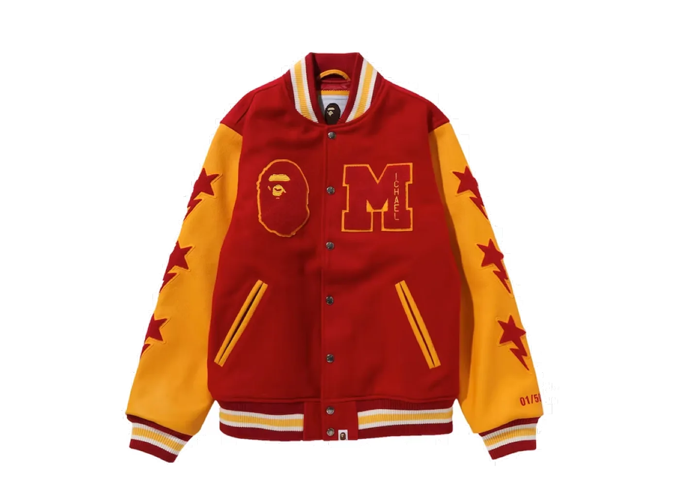 BAPE x Michael Jackson Varsity Jacket Red