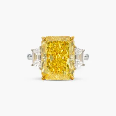Fancy Vivid Yellow Diamond and Diamond Ring