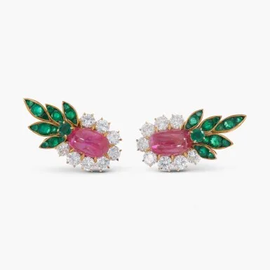 Van Cleef & Arpels Ruby Emerald Diamond Earclips